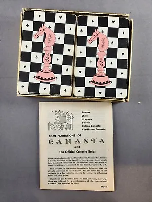 Vintage Canasta Playing Cards Chess Knight Horse Head + Instructions • $8