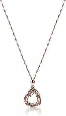 New Authentic Michael Kors Heart Pave Rose Gold Oversized Necklace Mkj6382791 • $54.99