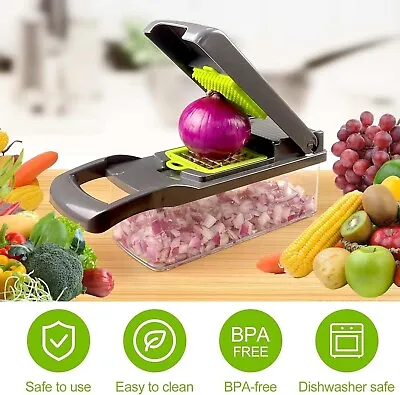 16-in-1 Vegetable Chopper Kitchen Vegetable Cutter Slicer Fruit Dicer • £3.93