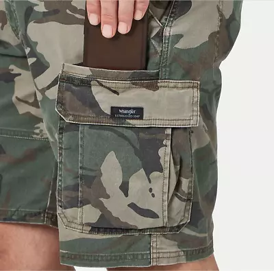 $27.99 • Buy Mens Wrangler Camo Cargo Shorts W/ Flex Relaxed Fit Tech Pocket Camouflage 32-54
