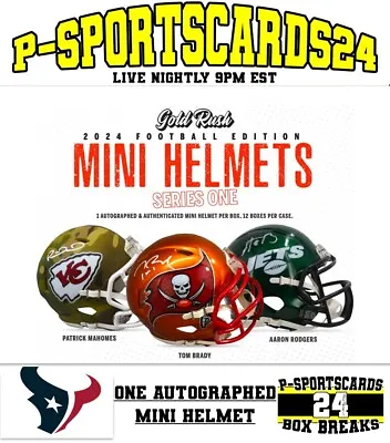 Houston Texans 2024 Gold Rush Signed Football Mini Helmet Live Box 3/29 Read • $3.99