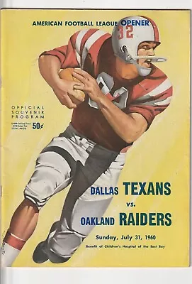 1960 Oakland Raiders Vs. Dallas Texans First Afl Program N/mt Condition! • $1000