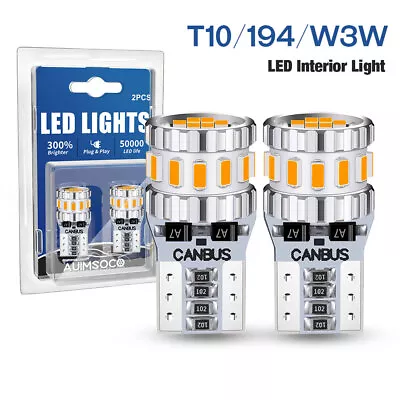 2x T10 LED License Plate Light Bulb 360° Beam Angle Yellow 600LM 3500K  T10 W5W • $19.99
