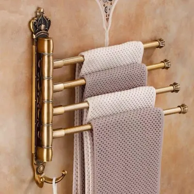 Active Swivel Towel Bar Antique Brass 4 Arms Swing Towel Rack Towel Rotated Bar • $64.39