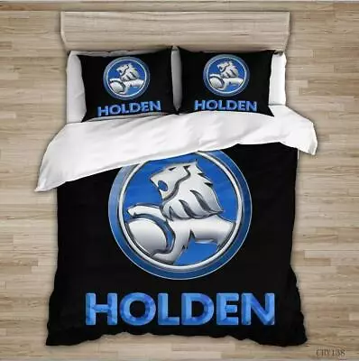 Black Blue Holden Logo Quilt Duvet Cover Set Kids Super King Bedspread Double • $58.29