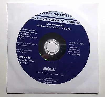 Dell Reinstallation CD - Windows Vista Business 32-Bit SP1 NEW SEALED. CD Only • $9