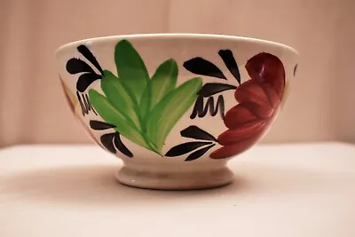 Antique Petrus Regout Maastricht Bowl Sopngeware Hand Painted Floral Decorati 96 • $116.22