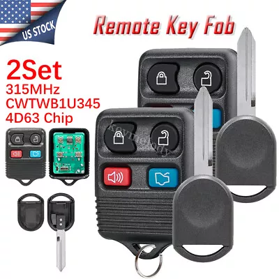 2 Keyless Remote Fob + Ignition Chip Key For Ford Focus 2006 2007 2008 2009 2010 • $12.85