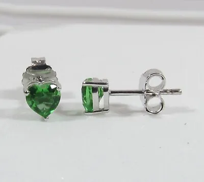 Mt. St Helens Helenite 925 Silver Emerald Green Heart Studs Earrings 5x5 Mm • $29.44