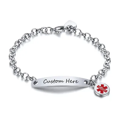 Personalized Medical Bracelet Emergency Iife Saving Men Women Alert ID Bangle • £5.99