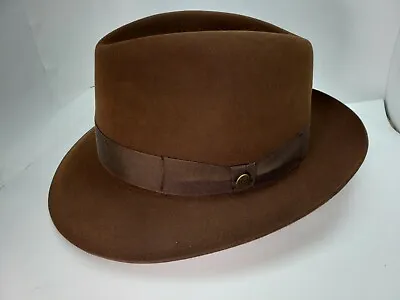 Guerra 1855 Gu Mink Brown Fur Felt Hat Fedora Made In Italy • $149.99