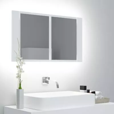 Wall Mirror Cabinet With 2 Shelves LED Lights Bathroom Vanity Furniture White • $100.95