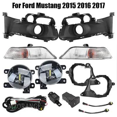 Full Set Fog Light Turn Signal Lamps+Cover+Wiring Kit For Ford Mustang 2015-2017 • $174.64