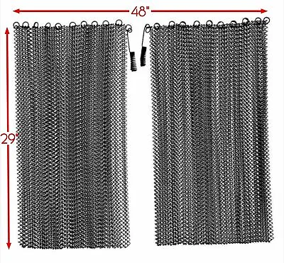 $49.99 • Buy Fireplace Black Mesh Replacement Curtain Screen 2 Panels 29  X 48  Replacement