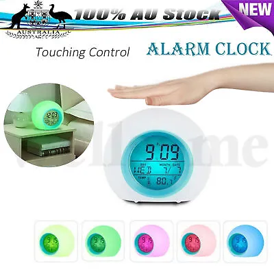 $13.99 • Buy Kids Alarm Clock Wake Up Light Digital Clock With 7 Colors Changing Press Gift