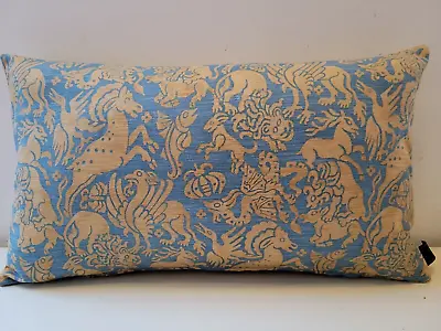 Liberty Leone Mythical Cotton Teal & Gold Velvet Fabric Cushion Cover  Oblong • £29.50