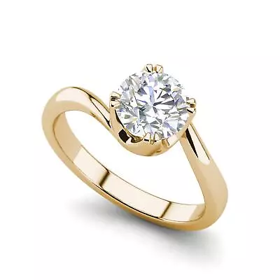 Twist Solitaire 0.5 Carat VS2/H Round Cut Diamond Engagement Ring Treated • $888.70