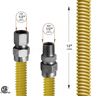 12 In. Flexible Epoxy Coated Gas Line Connector With 1/2 In. OD And Nut Fittings • $13.99