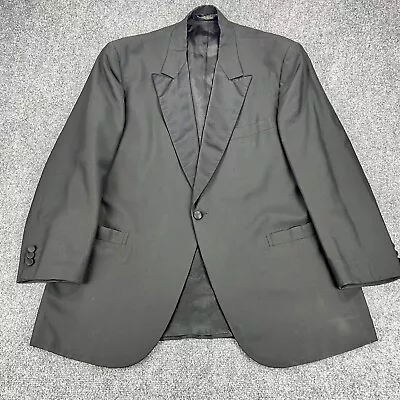 Vintage BROOKS BROTHERS Blazer 45L Black TUXEDO WOOL Single Button USA • $74.88