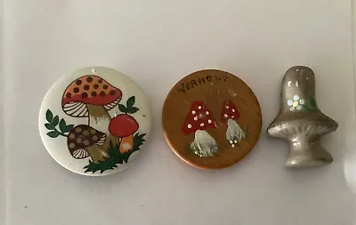 Mushroom Ceramic Wood Lot Of 3 Fridge Magnet E8 • $6.49