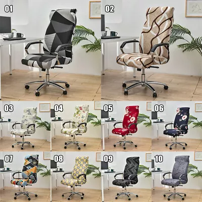 $20.47 • Buy Elastic Floral Office Swivel Chair Cover Stretch Rotate Computer Chair Slipcover