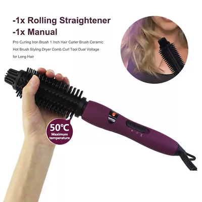 Pro Curling Iron Brush Hair Curler Brush Hot Brush Styling Dryer Tool • $31.58