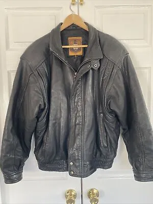 I.O.U. Black Leather Jacket Men’s Size X-Large Vintage Nice Condition One Owner • $42.95