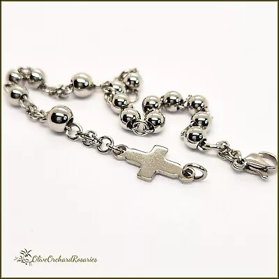 Handmade All Stainless Steel 7.25  Rosary Bracelet Men Women • $22