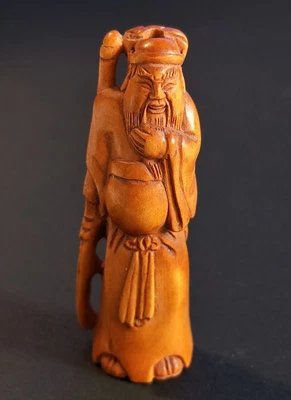 £27.59 • Buy M8259 -  20 Years Old 2  Hand Carved Boxwood Netsuke - Guan Gong Warrior