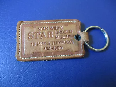 Vintage Star Lincoln Mercury Michigan Leather Car Keychain Key Ring Stan Wilk's • $9.99