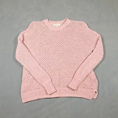 Madewell Pullover Sweater Womens S Pink 100% Cotton Long Sleeve Open Knit • $15.99