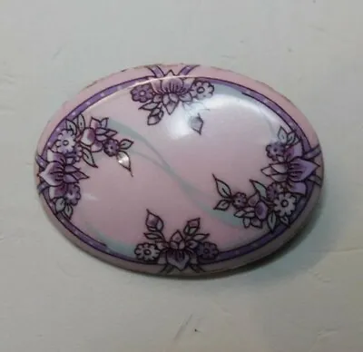 Vintage 80's MICHAELA FREY Art Nouveau Pink Purple Flower Enamel Pin Brooch • $18