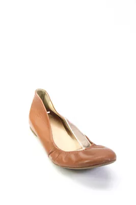 J Crew Womens Leather Slide On Ballet Flats Chestnut Brown Size 8.5 • $41.49