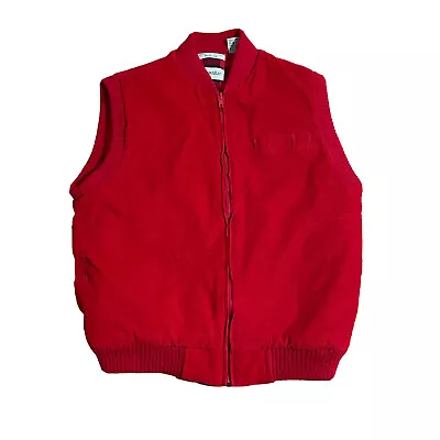 Mens VTG St Johns Bay Med. Red Corduroy Full Zip Quilted Christmas/outdoor Vest • $19.98