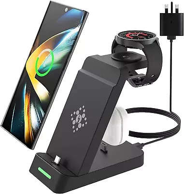 Wireless Charger Dock Charging Station For IWatch IPhone 15 14 13 12 Samsung S23 • £12