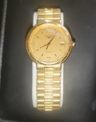 Longines Men's Vintage Watch Conquest Quartz Date Gold Plated  • $99