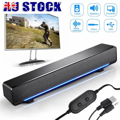 USB Wired Stereo Computer Speakers Black For PC Laptop Desktop Subwoofer Speaker • $24.95