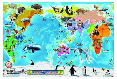Animal WORLD Map Large A2 Laminated Educational Teaching Kids Children Poster • £4.99