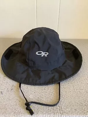 Vintage Outdoor Research Hat Cap MEDIUM  Black Gore-Tex Hiking Sun Rain OR 90s • $21.95