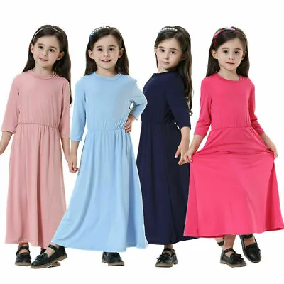 £10.82 • Buy Muslim Kid Baby Girl Baggy Abaya Modest Costume Prayer Long Robe Islamic Dresses