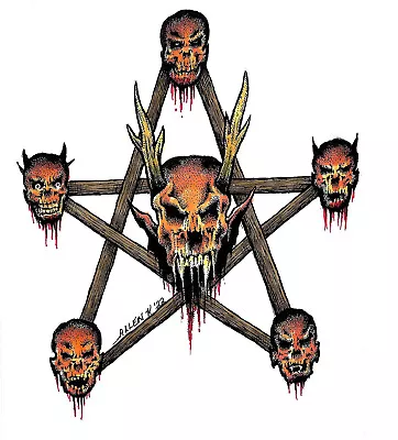 Evil Pentagram A Hand Colored Allen K Art Print SIGNED • $3