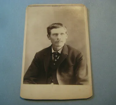 Antique PHOTOGRAPH 1890s-1910s Handsome Man Mustache Necktie J H Rees CDV • $14.77