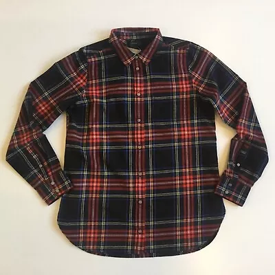 J.Crew Women’s NWT Classic Boy Shirt In BlackStewart Tartan Flannel 6 8 10 14 16 • $50.15