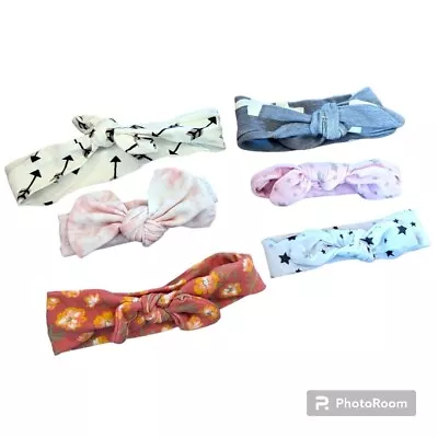 Baby Headband Bundle #9 Floral Stars Pink White Black Gray 6 Pieces • $12