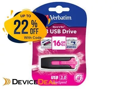 Verbatim 16GB V3 USB3.0 Pink Store'n'Go V3; Rectractable • $22.40