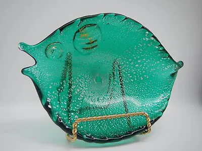 VINTAGE Avventurina Murano VENETIAN BLOWN ITALIAN ART GLASS FISH GREEN BLUE • $38