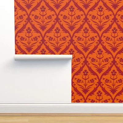£8.90 • Buy Removable Water-Activated Wallpaper Indian Copper Trellis Damask Ikat