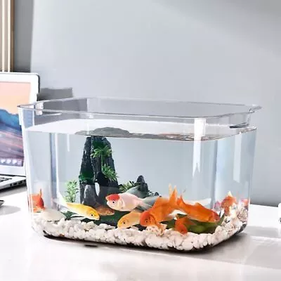 Transparent Desktop Goldfish Bowl PET Tabletop Fish Tank  Office • $19.25