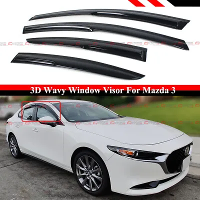 For 2019-2024 Mazda 3 4dr Sedan 3d Wavy Window Visor Rain Guard Deflector Shade • $27.99