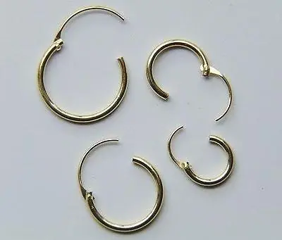 Single 14CT Gold Plated Sterling Silver Hoop Sleeper Earring Tiny-Small-Large • £1.99
